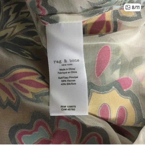 Rag & Bone Floral Mare Cropped Silk Blouse/Shirt NWT $350 Medium - Picture 8 of 11